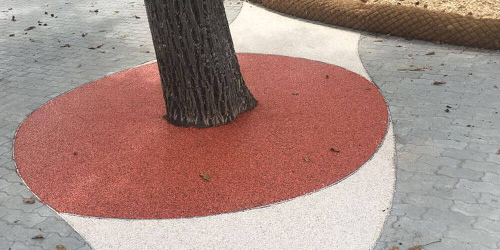 Wasserdurchlässige Baumscheibe PU-Asphalt